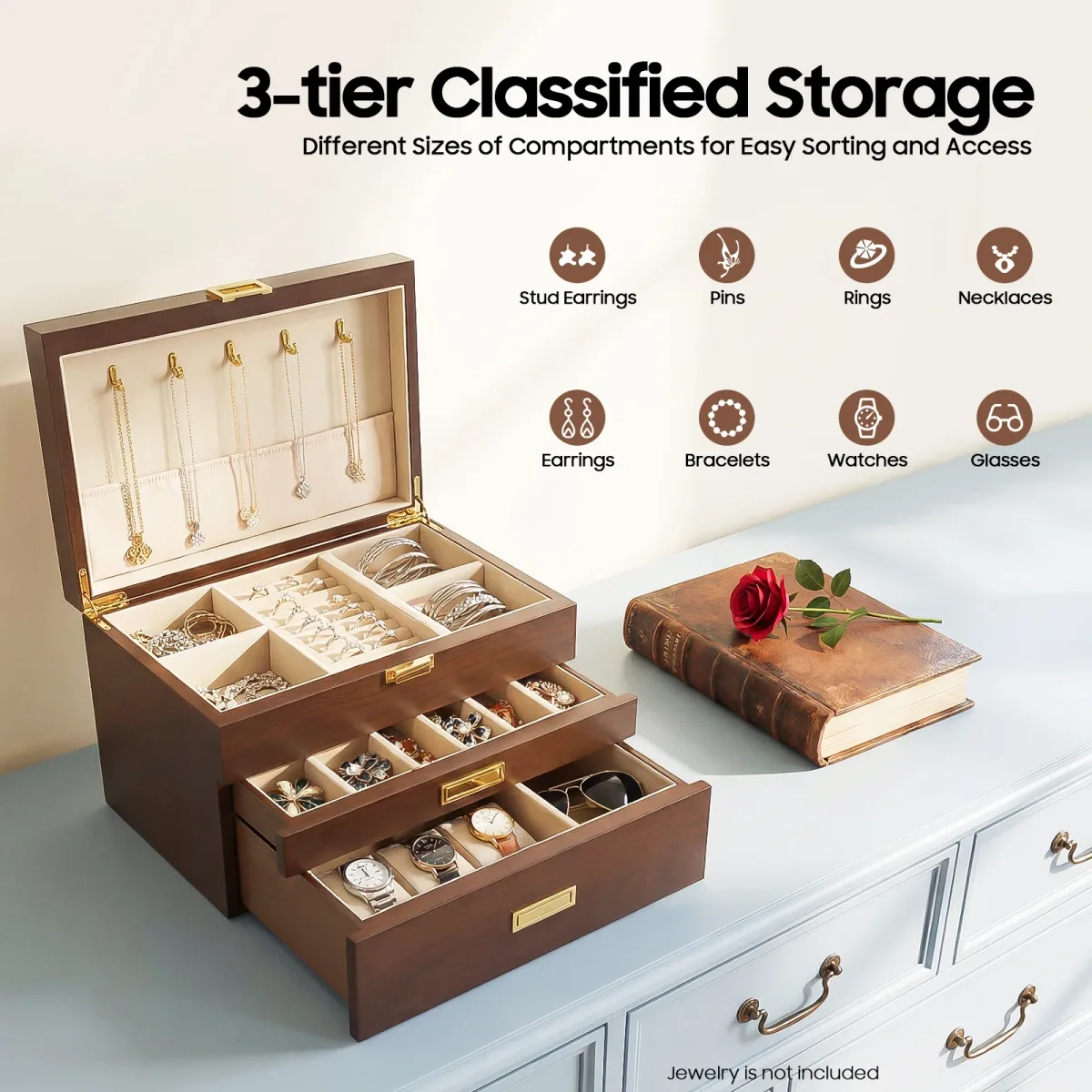 Boîte à bijoux blanche à 3 étages