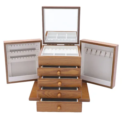 Boîte à bijoux en bois 5 niveaux, 4 tiroirs – image 2