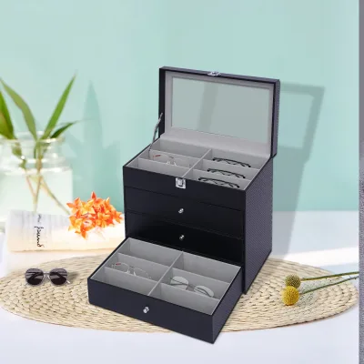 Boîte à lunettes 4 niveaux, dessus en verre – image 2