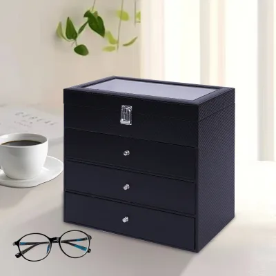 Boîte à lunettes 4 niveaux, dessus en verre – image 3