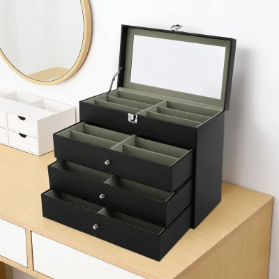 Boîte à lunettes noire, 24 compartiments