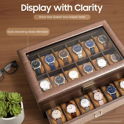 Boîte à montres 2 niveaux, 24 compartiments
