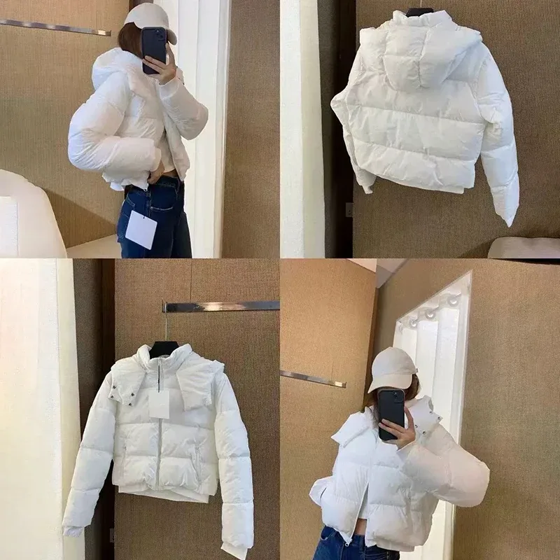 Manteau court à capuche en duvet de canard