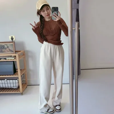 Pantalon de survêtement en velours uni