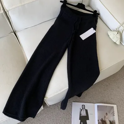 Pantalon en tricot uni à jambes larges – image 3