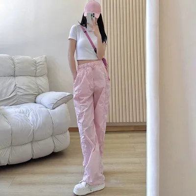 Pantalon large droit femme, taille haute