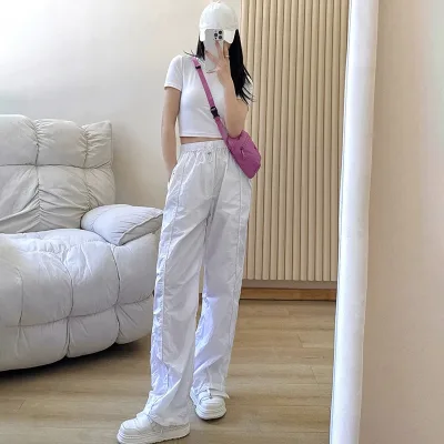Pantalon large droit femme, taille haute – image 3
