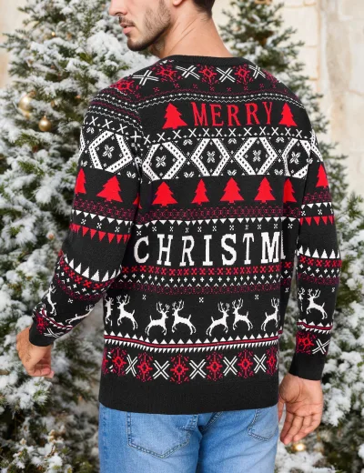 Pull de Noël tricoté homme à col rond – image 2
