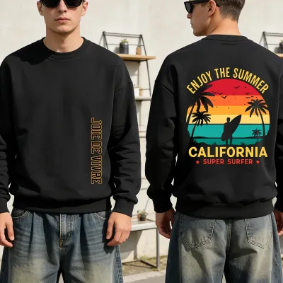 Sweat-shirt col rond en coton, motif rétro – image 2
