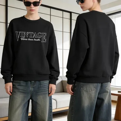 Sweat-shirt fin à col rond en coton – image 2