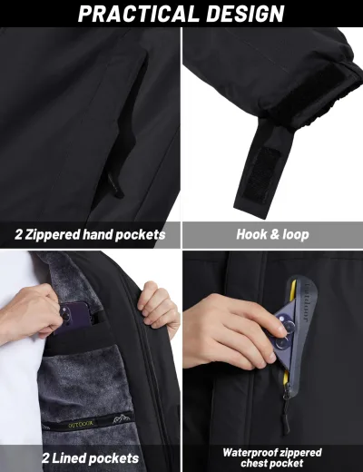 Veste de ski imperméable homme à capuche – image 3